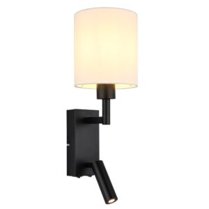 Laagste prijs - Globo BedlampjeZamora zwart met witte kap - 76000W