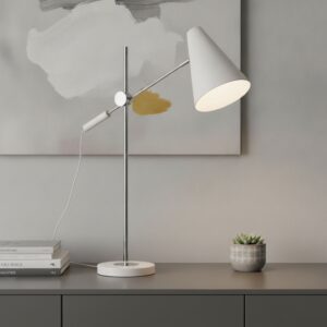 Laagste prijs - Artdelight Strakke bureaulampObscur wit met chroom - TL OBSCUR WI
