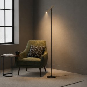 Laagste prijs - Artdelight Design vloerlampKansas zwart met champagne - VL KANSAS ZW-CP