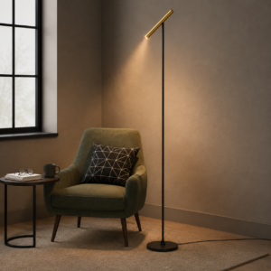 Laagste prijs - Artdelight Design vloerlampKansas zwart met warm goud - VL KANSAS ZW-WG