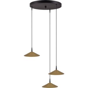 Laagste prijs - Masterlight 3-lichts hanglampCeppo zwart met goud Ø 18cm rond - 2152-05-02-35-3-18