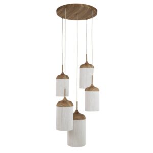 Laagste prijs - Light & Living 5-lichts hanglampDania hout - 2997943