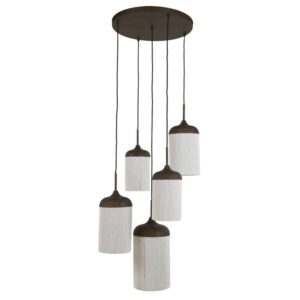 Laagste prijs - Light & Living 5-lichts hanglampDania zwart hout - 2997952