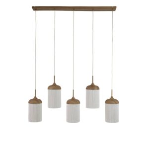 Laagste prijs - Light & Living 5-lichts hanglampDania recht hout - 2998043