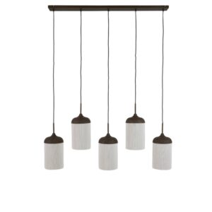 Laagste prijs - Light & Living 5-lichts hanglampDania recht zwart hout - 2998052