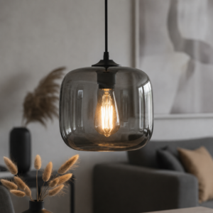 Laagste prijs - Artdelight HanglampPreston grijs glas Ø 24cm - HL PRESTON-24 GR